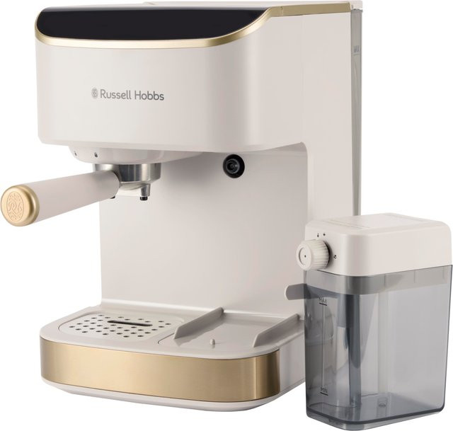 Russell Hobbs Café Genie 28760-56 Siebträger-Espressomaschine in Weiß mit Touch-Display, Milchbehälter und Tassenwärmer - Bild 1