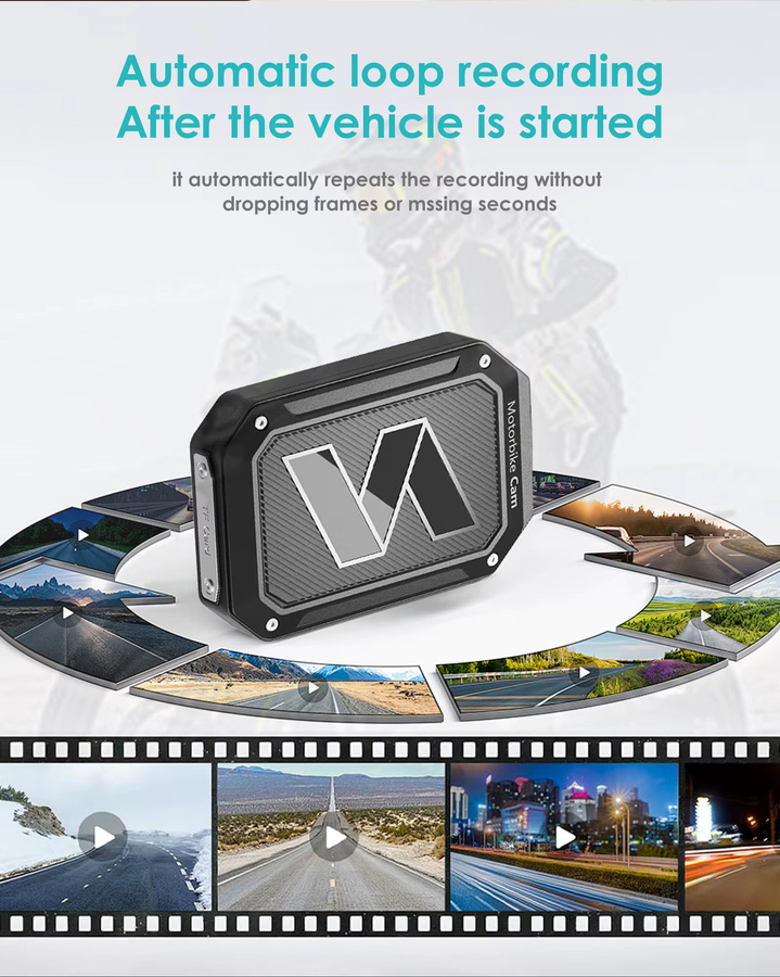 Icreative Motorrad Dashcam mit Dual-1080P-DVR und WLAN, wasserdichte Smart-Connect-Actionkamera in Schwarz - Bild 5