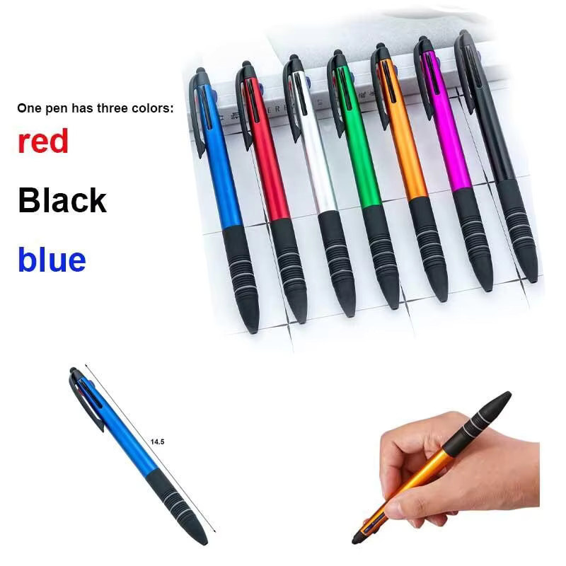 7er Set Multifunktionale Dreifarbige Kugelschreiber mit Stylus, Einziehbar, Mehrfarbig - Bild 3
