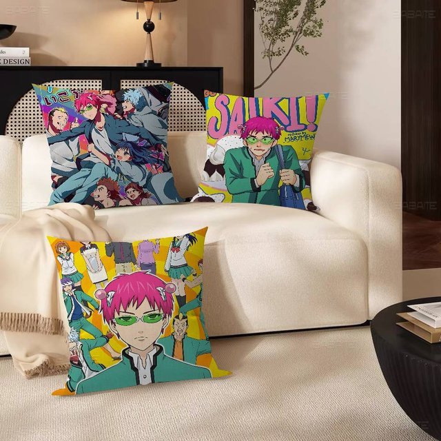 Potdemiel Anime Kissenbezug The Disastrous Life Of Saiki K Design, Mehrfarbig, B/H: 30 x 30 cm - Bild 1