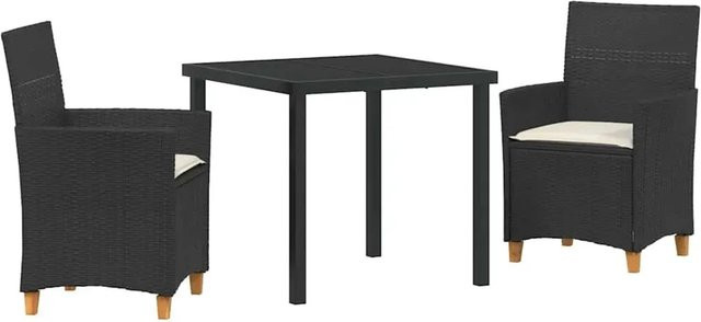 vidaXL Garten Essgruppe 3-teilig aus Poly-Rattan und Glas in Schwarz - Bild 1