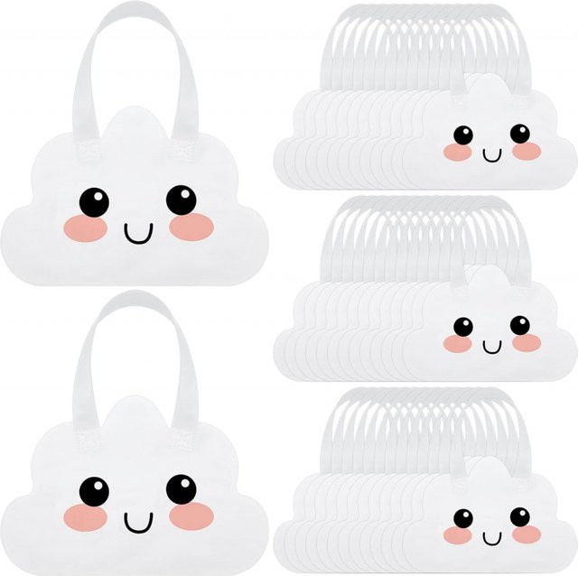 5 Stück Wolken-Partytaschen aus weißem Vlies mit Griff für Babypartys und Geburtstage - Bild 1