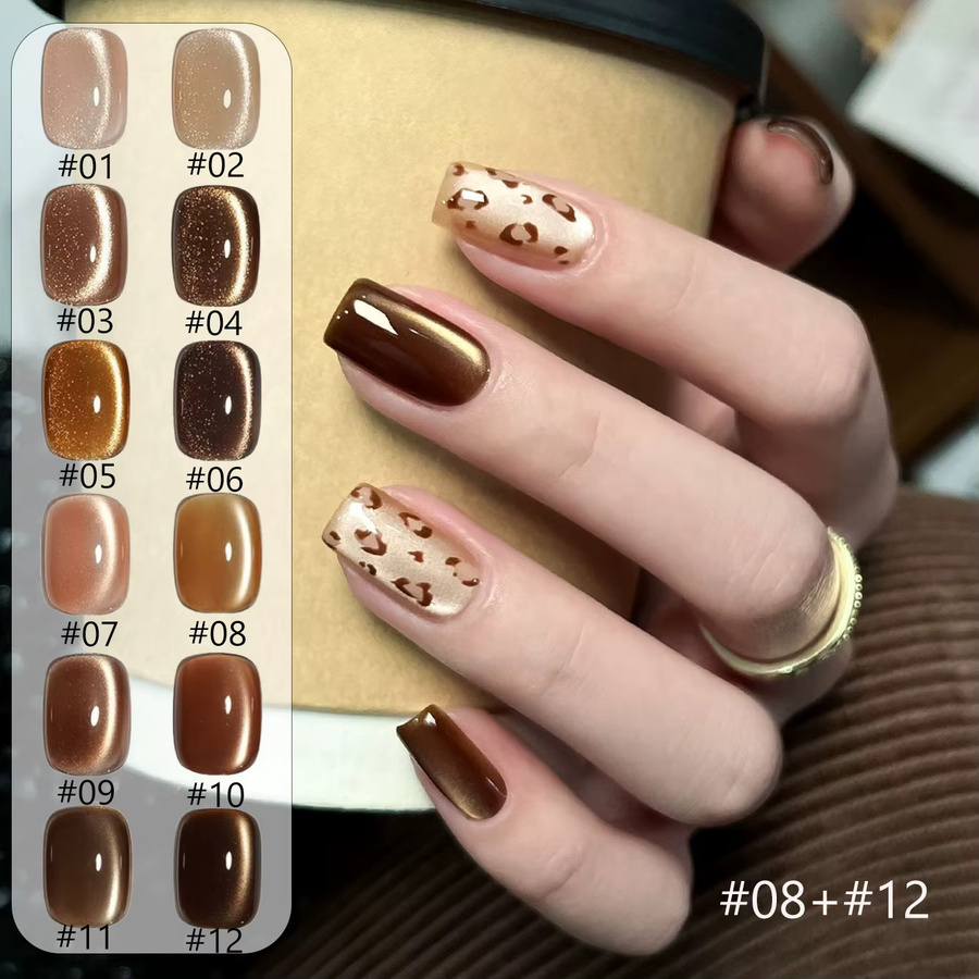 MIANEL Bohemian Cat Eye Gel Nagellack, Kaffee Karamellbraun, Satin-Finish, 10 ml - Bild 4
