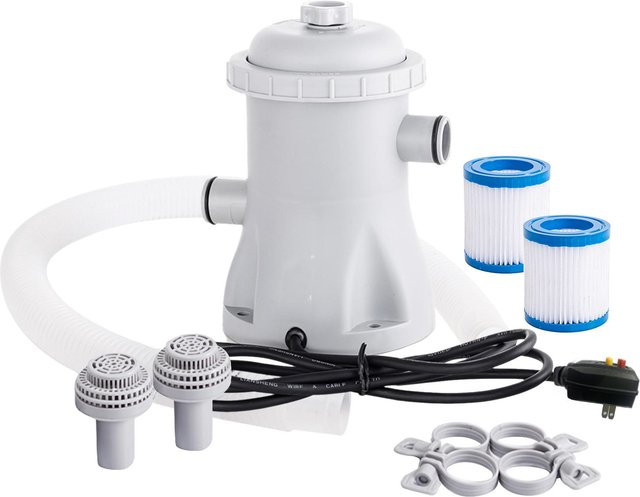 Binchi Outdoor Product Elektrische Poolfilterpumpe für Planschbecken mit 2 Filterkartuschen, Weiß, 330 GPH - Bild 1