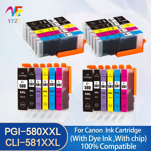 Kompatible Tintenpatronen für Canon PIXMA TS705 TR7550 TR8550 TS6150 TS6250 TS6350 TS8150, PGI-580 CLI-581 PGI580XL, Schwarz und Multicolor - Bild 1