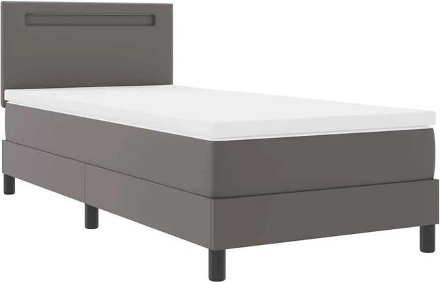 vidaXL Bettgestell mit Matratze in Grau aus Kunstleder, B/T/H: 100 x 200 x 101,5 cm - Bild 1