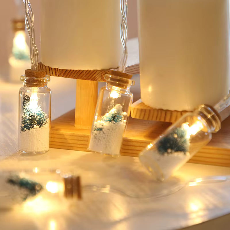 LED Weihnachts Wunschflaschen Lichterkette mit 10 LEDs in Transparent und Warmweiß, 1,5 m Länge - Bild 2