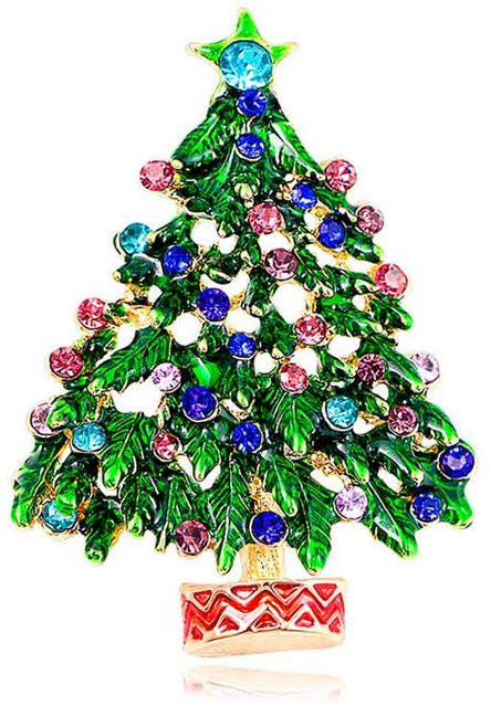 Happypilot Brosche Weihnachtsbaum, grün, Kristall, Damen - Bild 1