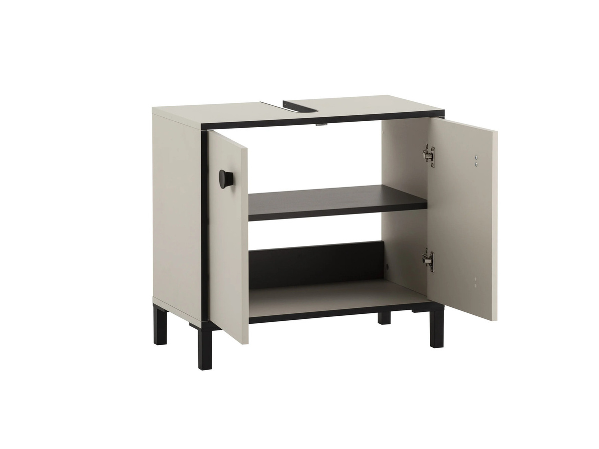 Schildmeyer Waschbeckenunterschrank Edda mit 2 Türen, B/H: 65,1 x 59,1 cm, beige/schwarz - Bild 3