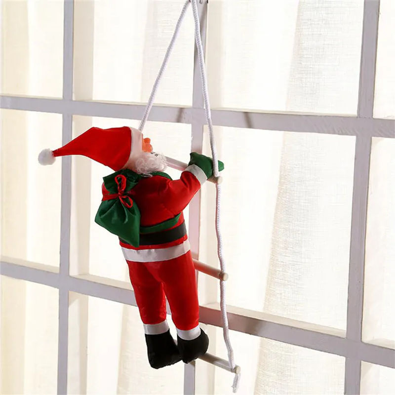 CosyHome Weihnachtsanhänger Weihnachtsmann klettert Treppe als Hängeornament in Rot für Innen und Außen - Bild 3