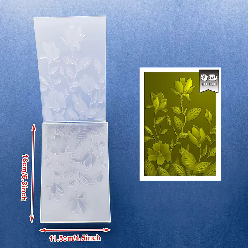 3D-Reliefordner mit Blumendekor in Weiß aus Kunststoff - Bild 3