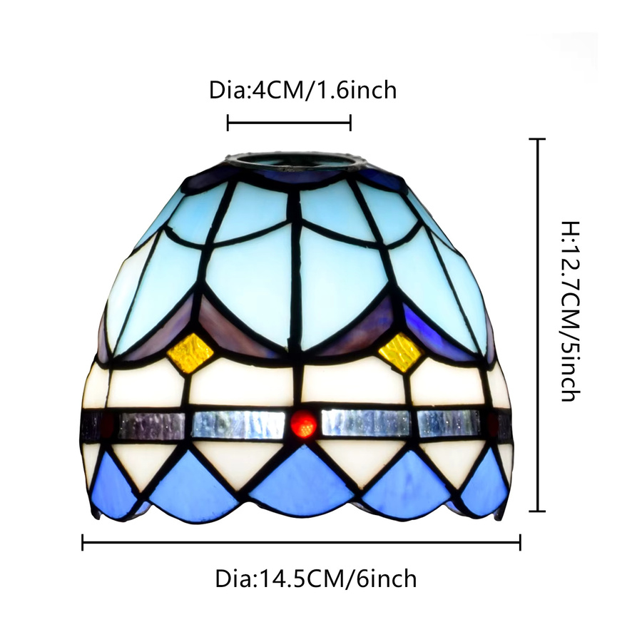 Mediterraner Buntglas-Lampenschirm in Kuppelform für Wandlampen und Kronleuchter, Durchmesser: 15,24 cm - Bild 2