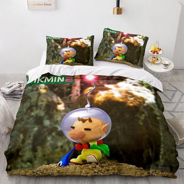 Allbestart Pikmin Bettwäscheset mit Motiv Hocotate und Olimar, mehrfarbig, aus Mikrofaser, B/H: 228 x 228 cm - Bild 1