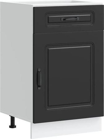vidaXL Küchenunterschrank Kalmar Schwarz Matt aus Holzwerkstoff mit Schranktüren B/T/H: 46,0 x 50,0 x 81,5 cm