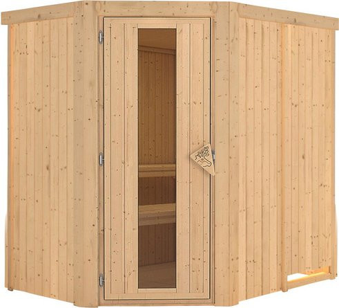 Karibu Sauna Vijandi für 3 Personen aus Fichte in Beige, B/T/H: 196 x 198 x 151 cm - Bild 1