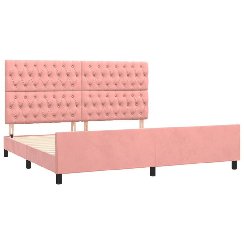 vidaXL Bettgestell mit Kopfteil aus Samt in Rosa, B/T: 200 x 200 cm - Bild 2