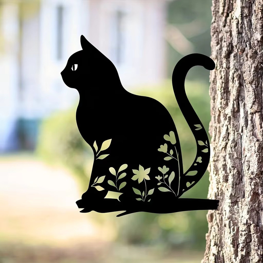 CIFBUY Gartenstecker Katze Silhouette aus Metall in Schwarz zur Dekoration von Garten, Hof und Terrasse - Bild 5