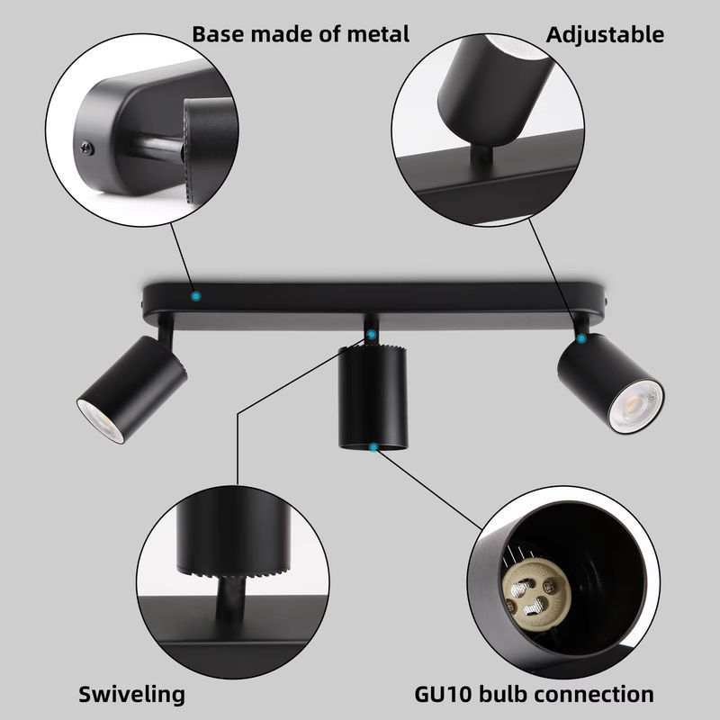 CHUANGYANG LED Deckenleuchte GU10, moderne Deckenstrahler aus Metall in Schwarz für Wohnzimmer und Flur, Warmweiß - Bild 4