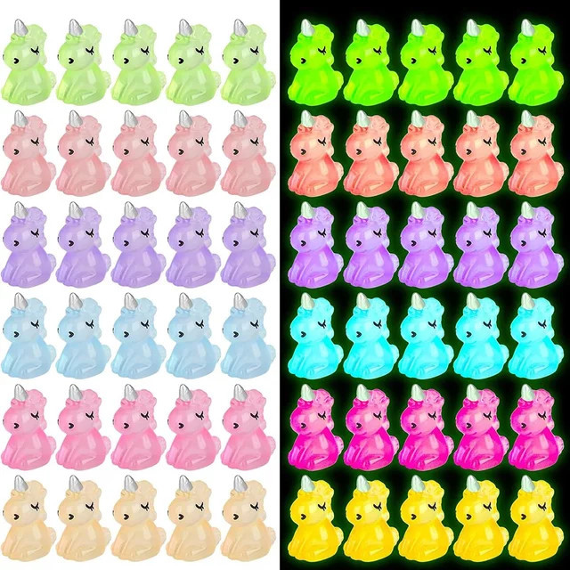 100 Stück Mini-Einhorn Figuren aus Kunstharz von MICROUND in Multicolour für DIY-Deko und Kunsthandwerk - Bild 1