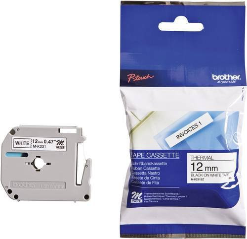 Brother Schriftbandkassette M-K231 für P-touch, Breite: 12 mm, Farbe: Weiß, Schriftfarbe: Schwarz - Bild 1