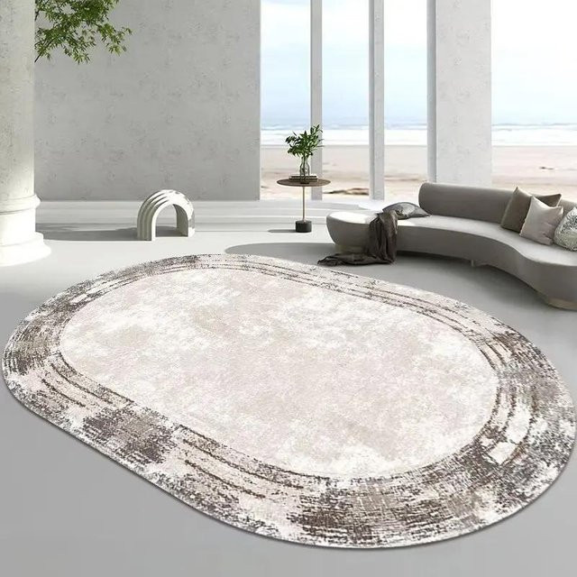Ovaler Luxus-Wohnzimmerteppich von Wucifang Jewelry in Beige, Waschbarer und Rutschfester Teppich aus Polyester für Schlafzimmer und Wohnzimmer, B/T: 60 x 90 cm - Bild 1
