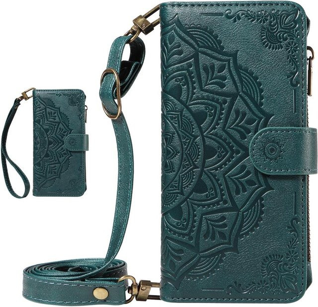 Mandala Leder-Portemonnaie Klapphülle für Samsung Galaxy A57 A37 A56 A36 A26 A55 A35 A54 A34 A25 A24 A23 4G 5G in Grün - Bild 1