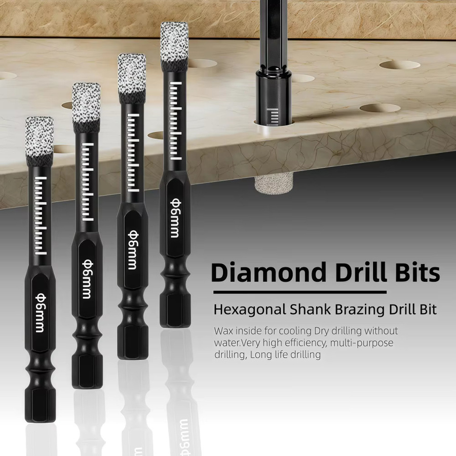 RSMXYO 10er Set Diamant-Sechskantbohrer 6 mm für Keramik, Fliesen, Marmor und Glas - Bild 6