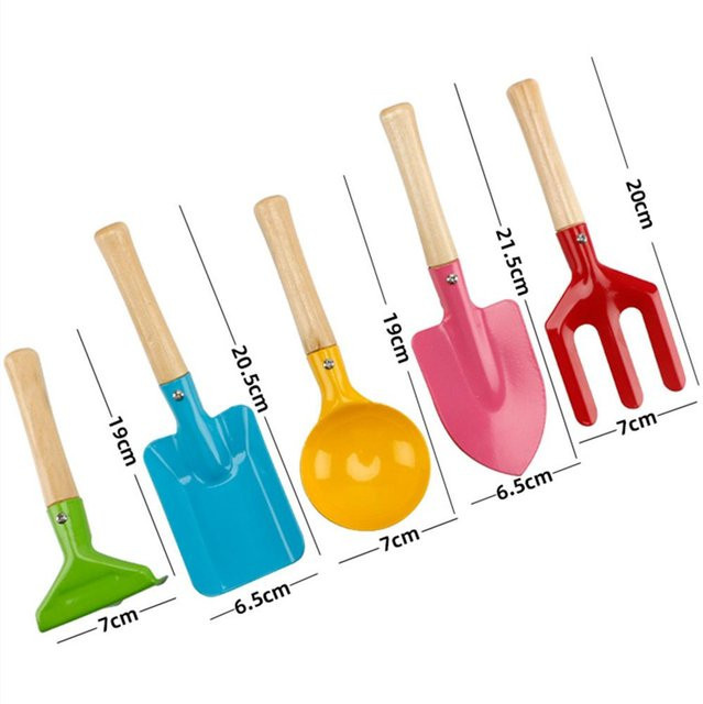 Fashnics Strandspielzeug-Set Metall mit Holzgriff 5-teiliges Set - Bild 1