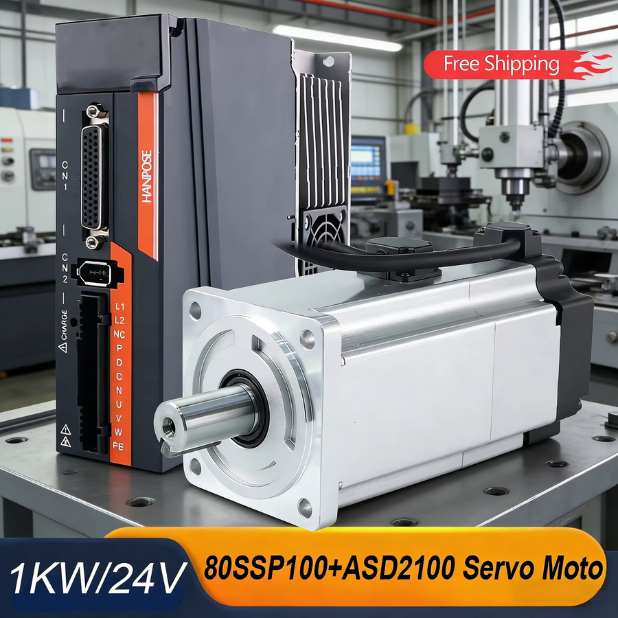 Servomotor mit Bremse 0,1 kW 3,3 Nm 5,4 A 80SSP100 ASD2100 Servoantriebssatz mit 3M Kabel in Silber - Bild 1