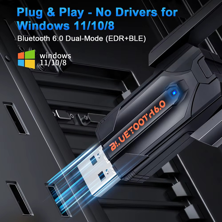 Elecpow Bluetooth 6.0 USB-Adapter für Windows 8/10/11, Langstrecken-Dongle in Schwarz - Bild 2