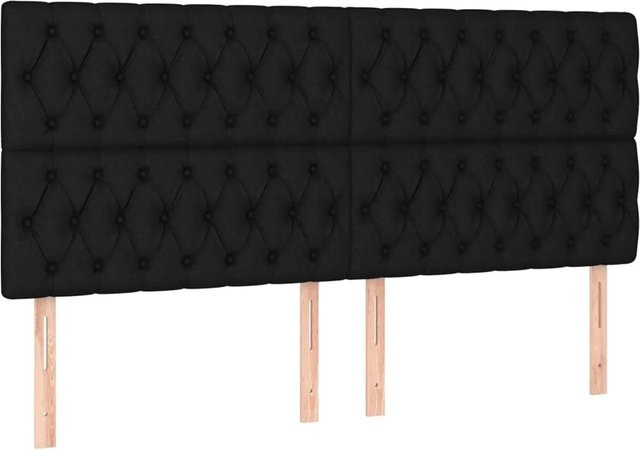 vidaXL LED Kopfteil in Schwarz mit USB-Ladeanschluss und integrierter Beleuchtung, Stoff, B: 200 cm, H: 128 cm, T: 7 cm - Bild 1