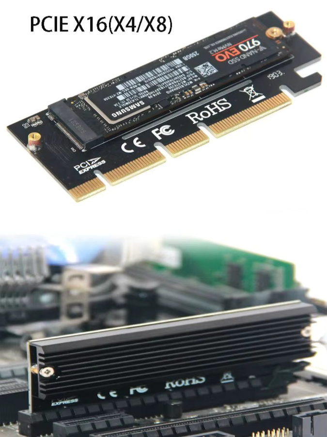 OULLX SSD M.2 NVMe Konvertierungskarte PCIe Erweiterungsadapter mit Aluminium Schnellkühlung in Schwarz - Bild 5