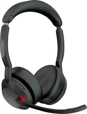 Jabra Evolve2 55 Stereo Headset mit Ladestation, Schwarz, MS Teams optimiert - Bild 1