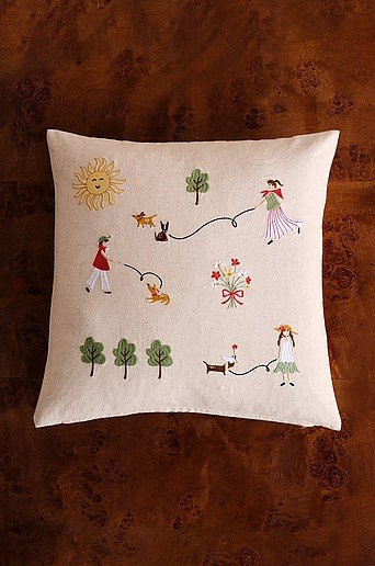 Jotex WALKIE Kissenbezug aus Baumwolle und Leinen, Beige/Mehrfarbig, B/T/H: 50 x 50 x 50 cm - Bild 1
