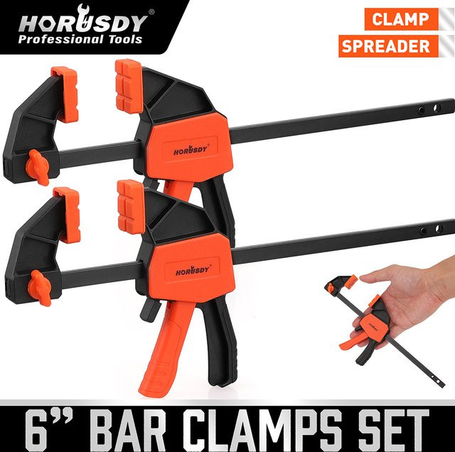HORUSDY 2er-Pack Mini-Stabklemmen für die Holzbearbeitung, 6 Zoll Schnellklemmen F-Klemmen mit 75 Pfund Lastbegrenzung - Bild 1