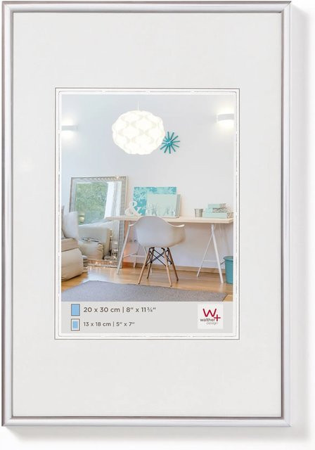 Walther Design New Lifestyle Kunststoff Bilderrahmen Silber B: 18 cm, H: 13 cm - Bild 1