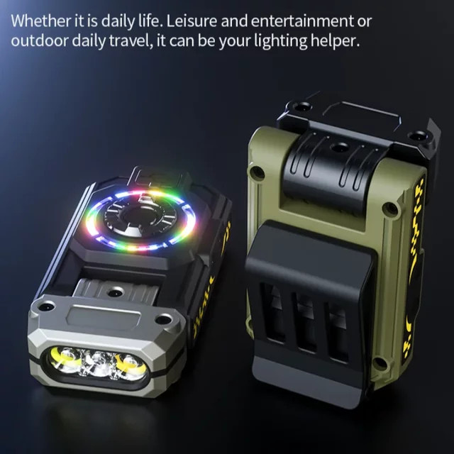 JIASHUAIXIN Stirnlampe mit Bewegungssensor und COB-LED, aufladbare Clip-on-Lampe in Schwarz - Bild 1