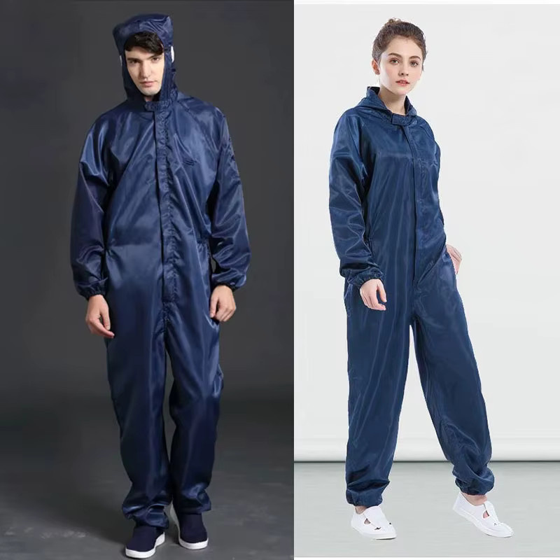 Unisex Schutzoverall mit Kapuze als Reinraumkleidung für saubere Lebensmittel in Pink und Blau - Bild 2