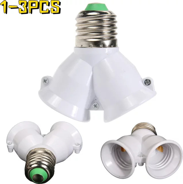 ALLOYSEED 2 in 1 E27 Doppel-Sockel Adapter Splitter Konverter mit Kupferkontakt in Weiß - Bild 1