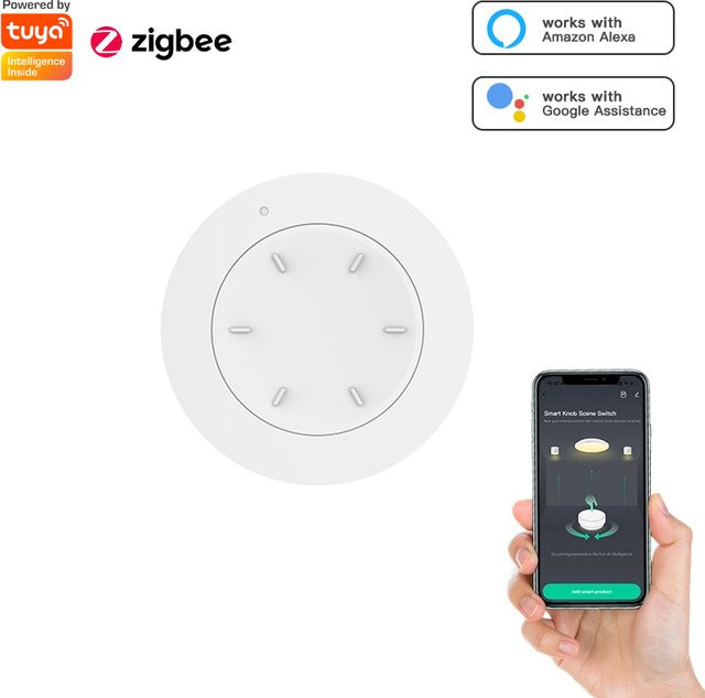 RSH Tuya ZigBee Smart Wireless Dimmer Mini Knob Remote Light Scene Switch in Weiß für Alexa und Google Home - Bild 1
