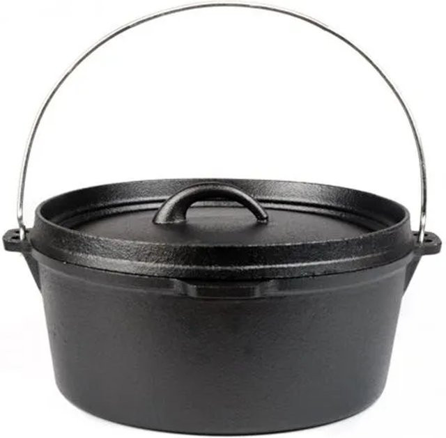 DELUKE Simba 2er Set Dutch Oven aus Gusseisen in Schwarz mit 5l Volumen - Bild 1
