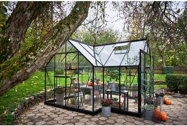Halls Gewächshaus Garden Room in Schwarz aus Aluminium und Sicherheitsglas mit 12,9 m² Fläche - Bild 1