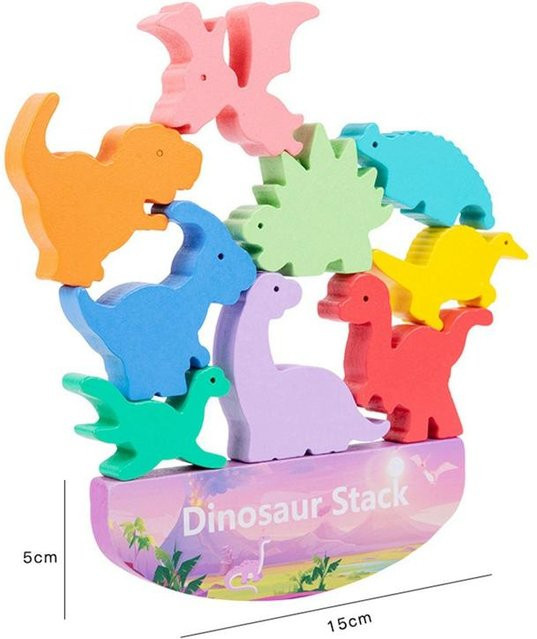 Kidsly Montessori Holz Balance Blöcke, Tiere, Dinosaurier, ab 0 Jahre - Bild 1
