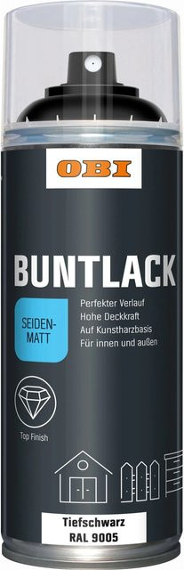 OBI Buntlack Spray RAL 9005 Tiefschwarz seidenmatt 400 ml - Bild 1