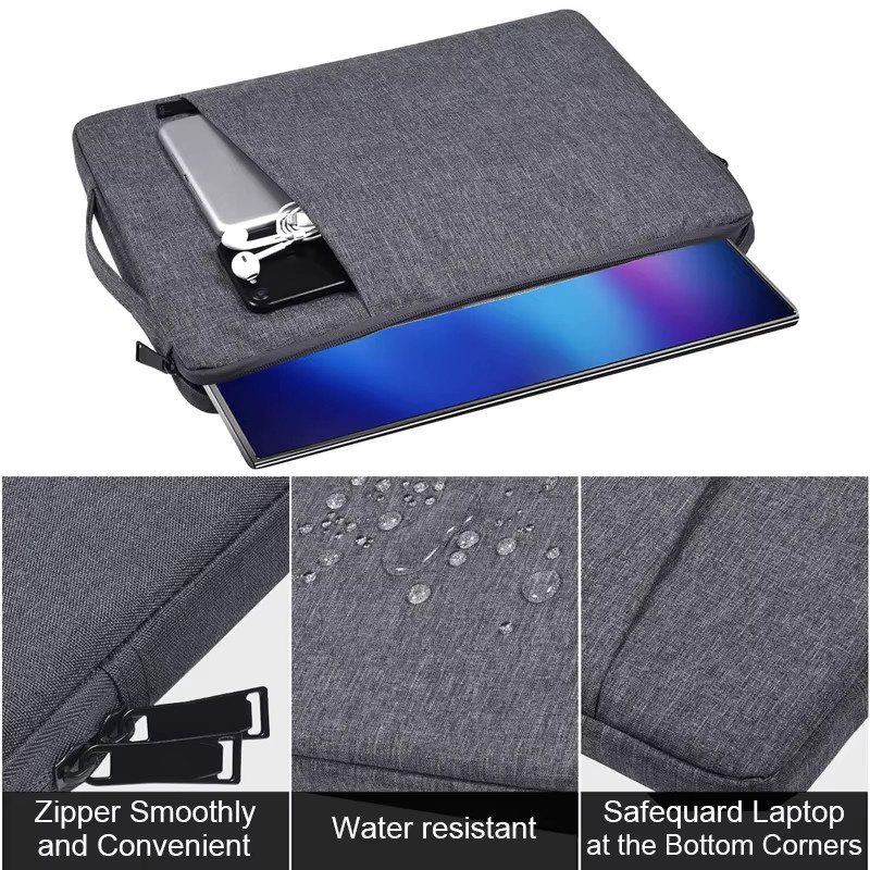 Wasserdichte Laptop-Hülle Handtasche von rilibegan in Grau für Macbook Pro Air, Lenovo, ASUS und Xiaomi - Bild 2