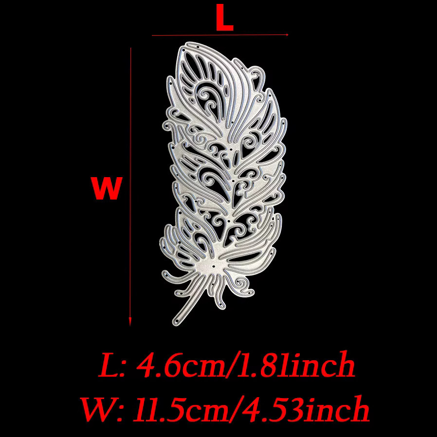 Metall Schneidwerkzeug Schablone mit Feder-Motiv in Silber für DIY Scrapbooking und Papierhandwerk - Bild 3