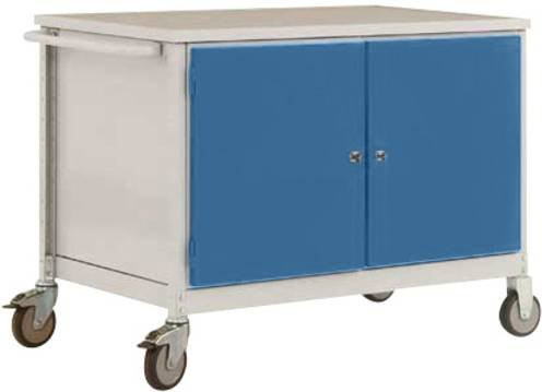 Manuflex TP1028.5007 Werkbank Mobil in Brillantblau mit Stahlgestell und Holzplatte, B/T/H: 113,5 x 78,0 x 59,0 cm - Bild 1