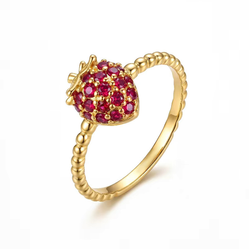 Erdbeer-Ring 925 Silber, roter Zirkonia, Damen - Bild 4