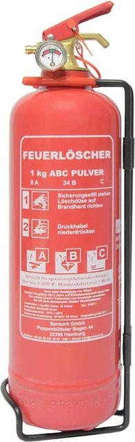 Sensorit Pulverlöscher ABC Autolöscher mit 1 kg Pulver inklusive Halterung und Prüfschild - Bild 1