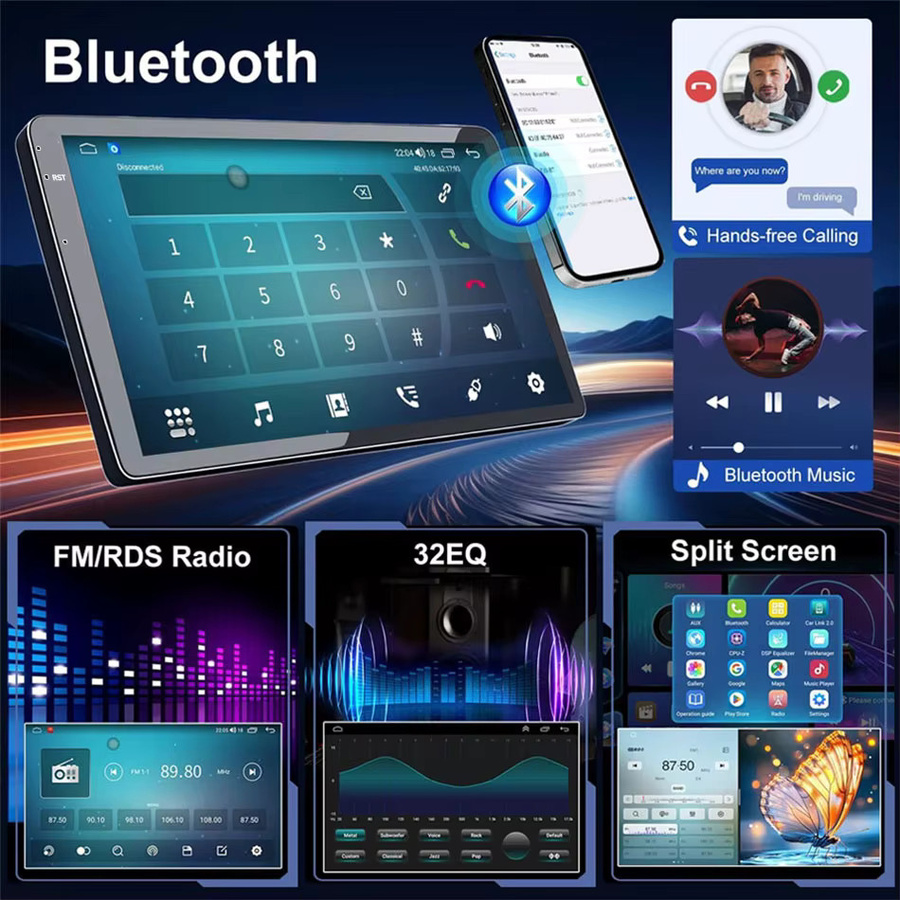 XFY Universelles 2 Din Android Autoradio mit 10 Zoll Display, Android Auto, CarPlay und GPS in Schwarz - Bild 4